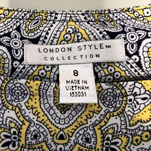 London Style Collection Paisley Sheath‎ Dress 3/4 Sleeve Stretch Knit Size 8 - Picture 2 of 3